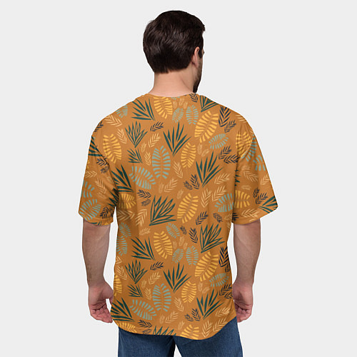 Мужская футболка оверсайз Мексиканские оранжевые папаротники / 3D-принт – фото 4
