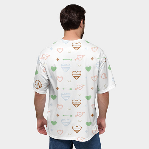 Мужская футболка оверсайз Cute hearts / 3D-принт – фото 4