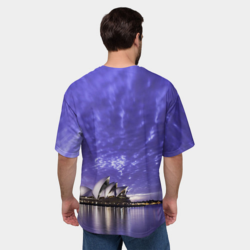 Мужская футболка оверсайз Сидней в фиолетовом в закате / 3D-принт – фото 4