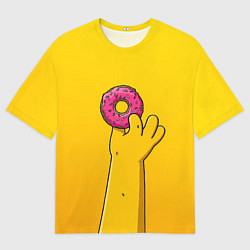 Футболка оверсайз мужская Гомер и пончик, цвет: 3D-принт