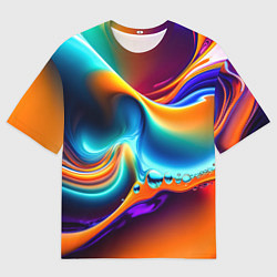 Футболка оверсайз мужская Радужные линии абстракция, цвет: 3D-принт
