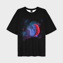 Мужская футболка оверсайз Космический арбуз-луна