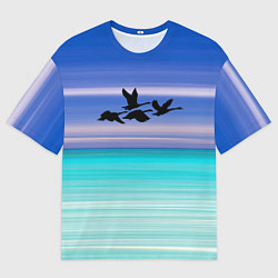 Мужская футболка оверсайз Летят лебеди