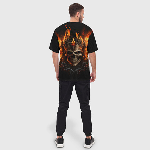 Мужская футболка оверсайз Лучший огненный череп / 3D-принт – фото 4