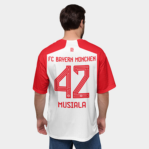 Мужская футболка оверсайз Джамал Мусиала Бавария Мюнхен форма 2324 домашняя / 3D-принт – фото 4