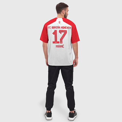 Мужская футболка оверсайз Садио Мане Бавария Мюнхен форма 2324 домашняя / 3D-принт – фото 4
