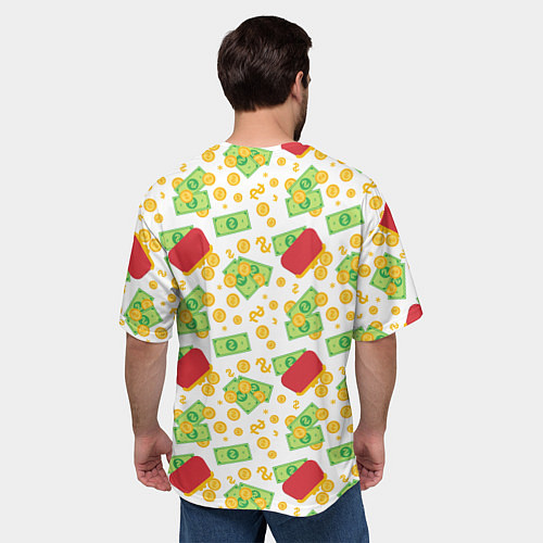 Мужская футболка оверсайз Cash / 3D-принт – фото 4