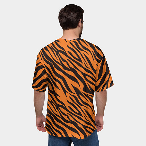 Мужская футболка оверсайз Полоски тигра - tiger / 3D-принт – фото 4