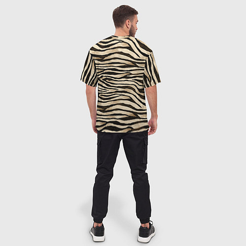Мужская футболка оверсайз Шкура зебры и белого тигра / 3D-принт – фото 4