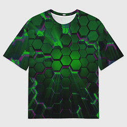 Мужская футболка оверсайз Зелёные соты