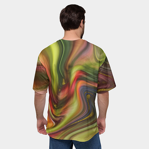 Мужская футболка оверсайз Abstraction waves / 3D-принт – фото 4