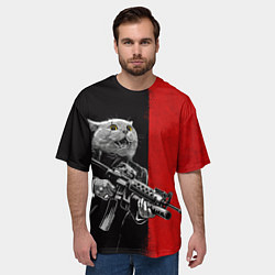 Футболка оверсайз мужская Кот гангстер с m4a4, цвет: 3D-принт — фото 2