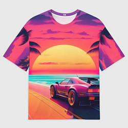 Мужская футболка оверсайз Поездка в летний закат