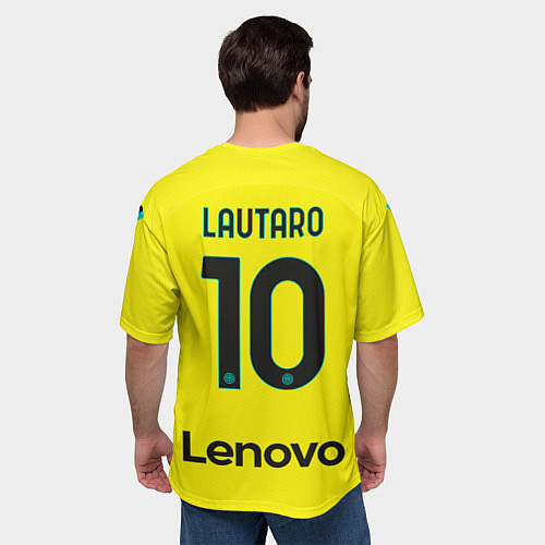 Мужская футболка оверсайз Лаутаро Мартинес Интер форма 2223 третья / 3D-принт – фото 4