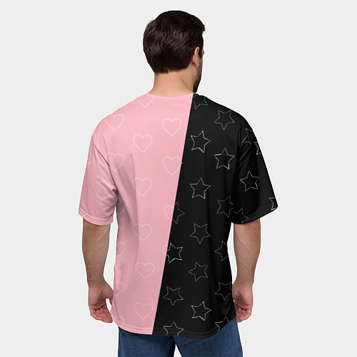 Мужская футболка оверсайз Blackpink - hearts and stars / 3D-принт – фото 4