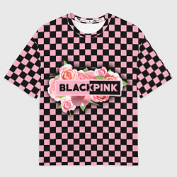 Футболка оверсайз мужская Blackpink logo roses, цвет: 3D-принт