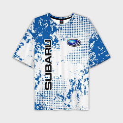 Футболка оверсайз мужская Subaru blue logo, цвет: 3D-принт