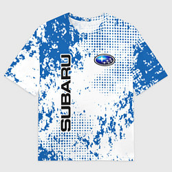 Футболка оверсайз мужская Subaru blue logo, цвет: 3D-принт