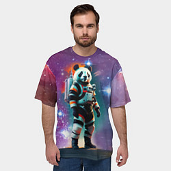 Футболка оверсайз мужская Панда бравый космонавт - нейросеть, цвет: 3D-принт — фото 2