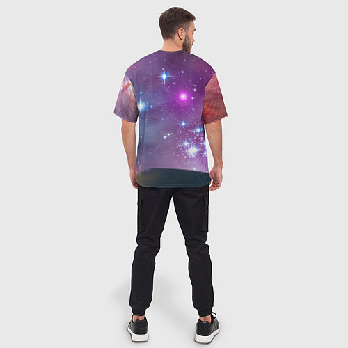 Мужская футболка оверсайз Панда бравый космонавт - нейросеть / 3D-принт – фото 4