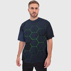 Футболка оверсайз мужская Honeycombs green, цвет: 3D-принт — фото 2