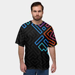 Футболка оверсайз мужская Геометрические фигуры на тёмном фоне тетрис, цвет: 3D-принт — фото 2