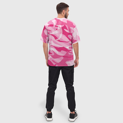 Мужская футболка оверсайз Камуфляж в розовом / 3D-принт – фото 4