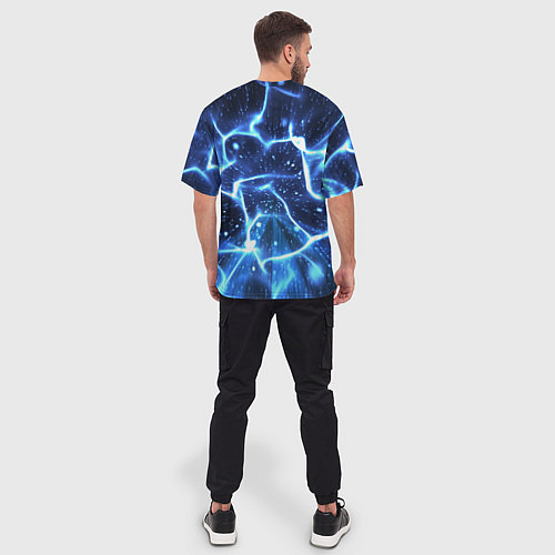 Мужская футболка оверсайз Sonic electric waves / 3D-принт – фото 4