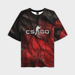 Мужская футболка оверсайз CS GO dark red texture