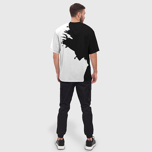 Мужская футболка оверсайз Волчий вой в горах / 3D-принт – фото 4