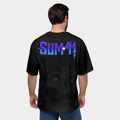 Мужская футболка оверсайз Sum41 horns skull / 3D-принт – фото 4