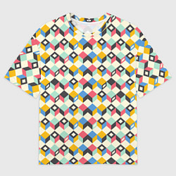 Футболка оверсайз мужская Абстракция из цветных кубиков, цвет: 3D-принт