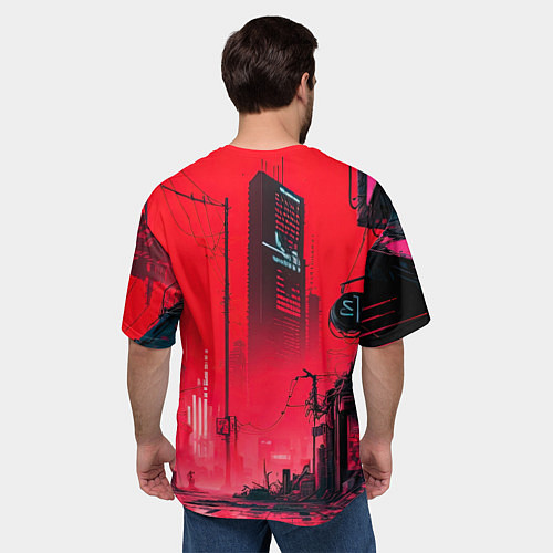Мужская футболка оверсайз Девушка-лиса кицунэ / 3D-принт – фото 4