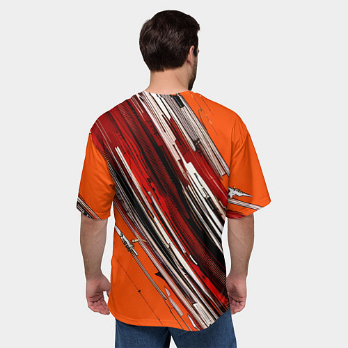 Мужская футболка оверсайз Киберпанк модерн линии / 3D-принт – фото 4