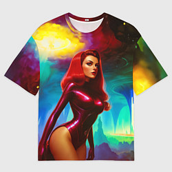 Мужская футболка оверсайз Девушка на планете бурь