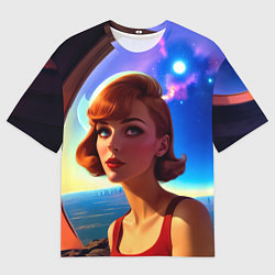 Футболка оверсайз мужская Девушка в спиральном тоннеле, цвет: 3D-принт