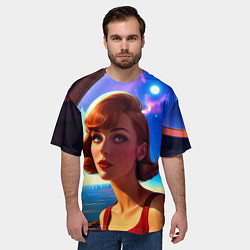 Футболка оверсайз мужская Девушка в спиральном тоннеле, цвет: 3D-принт — фото 2