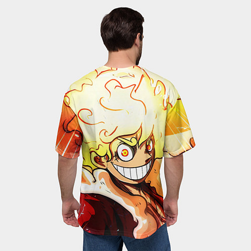 Мужская футболка оверсайз Луффи 5 гир бог Ника - One Piece / 3D-принт – фото 4