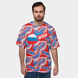 Футболка оверсайз мужская Россия узоры, цвет: 3D-принт — фото 2