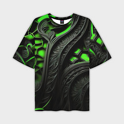 Футболка оверсайз мужская Green black abstract, цвет: 3D-принт