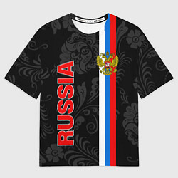 Футболка оверсайз мужская Russia black style, цвет: 3D-принт