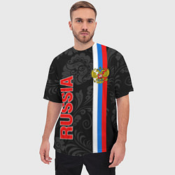 Футболка оверсайз мужская Russia black style, цвет: 3D-принт — фото 2