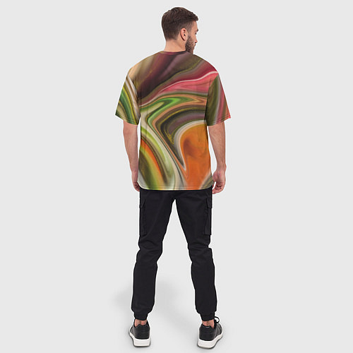 Мужская футболка оверсайз Waves colors / 3D-принт – фото 4