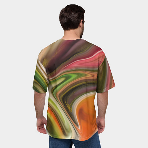 Мужская футболка оверсайз Waves colors / 3D-принт – фото 4