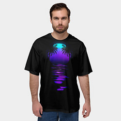 Футболка оверсайз мужская Луна SynthWave, цвет: 3D-принт — фото 2