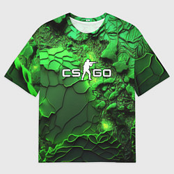Футболка оверсайз мужская CS GO green abstract, цвет: 3D-принт