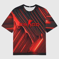Футболка оверсайз мужская CS GO red neon, цвет: 3D-принт
