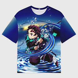 Мужская футболка оверсайз Танджиро Камадо Клинок, рассекающий демонов