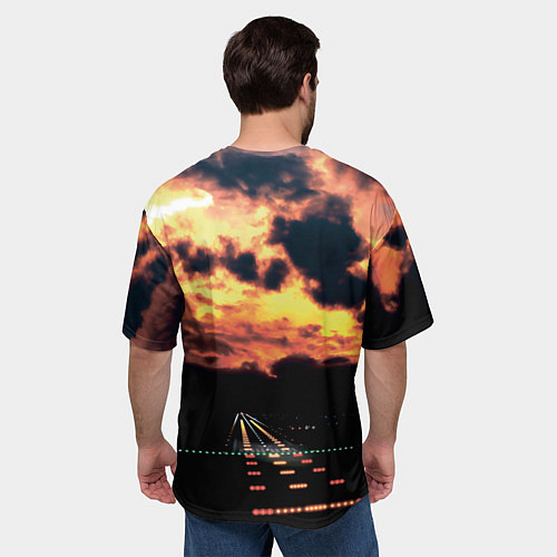 Мужская футболка оверсайз Боинг 737 Суровый закат / 3D-принт – фото 4