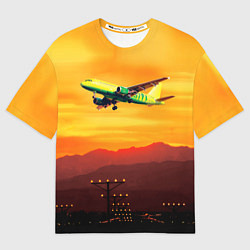Мужская футболка оверсайз S7 Боинг 737 Оранжевый закат